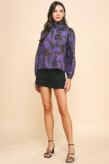 Paisley Print Woven Blouse- Purple Multi
