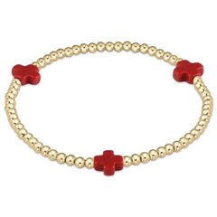 E newton egirl Signature Cross Gold Pattern 3mm Bead Bracelet
