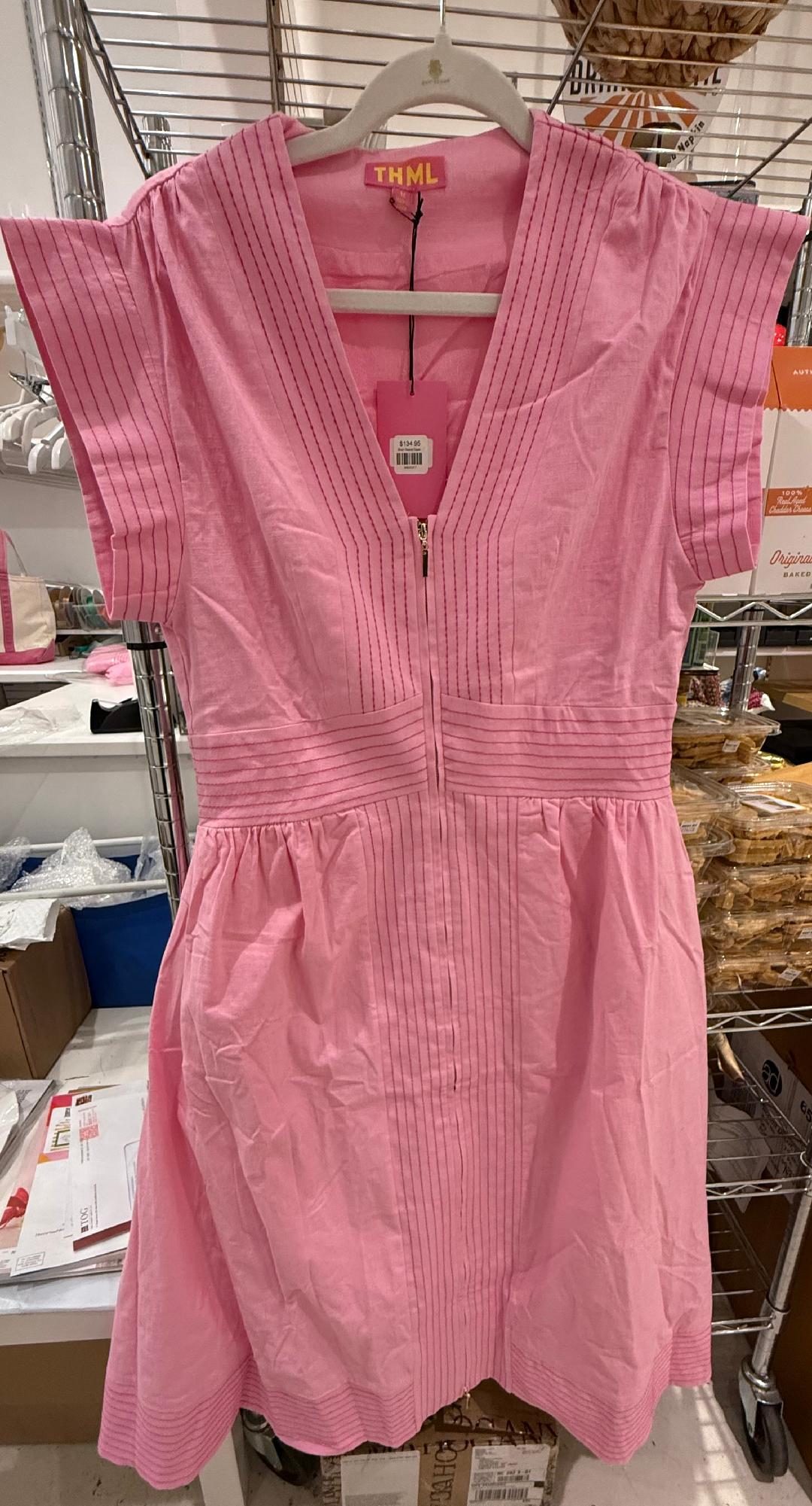 Short Sleeve Zipper Up Dress - Pink