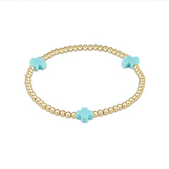 E newton egirl Signature Cross Gold Pattern 3mm Bead Bracelet