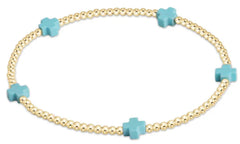 E Newton egirl Signature Cross Small Gold Pattern 2mm Bead Bracelet