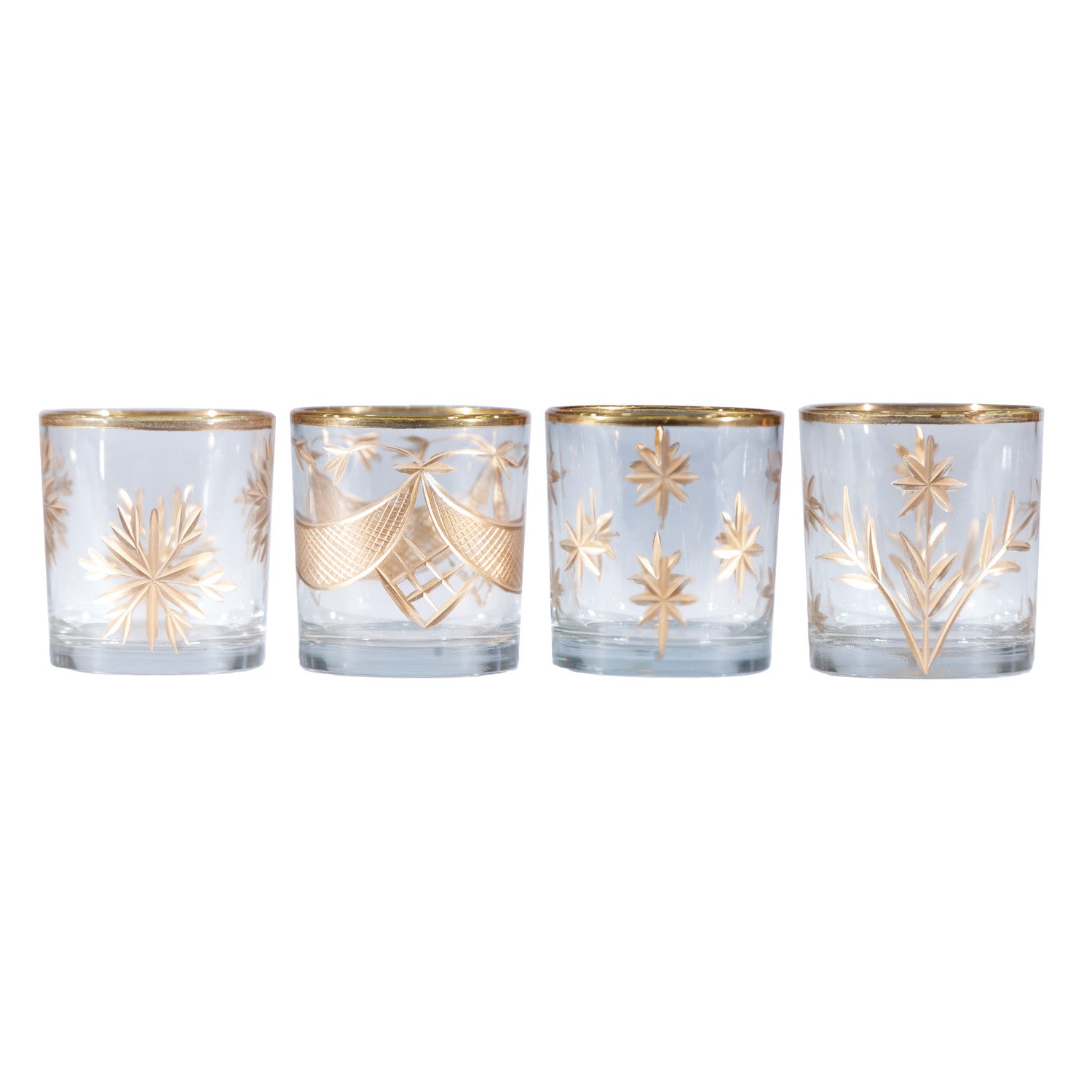 Gold Etched Glass Tealight/Votive Holder