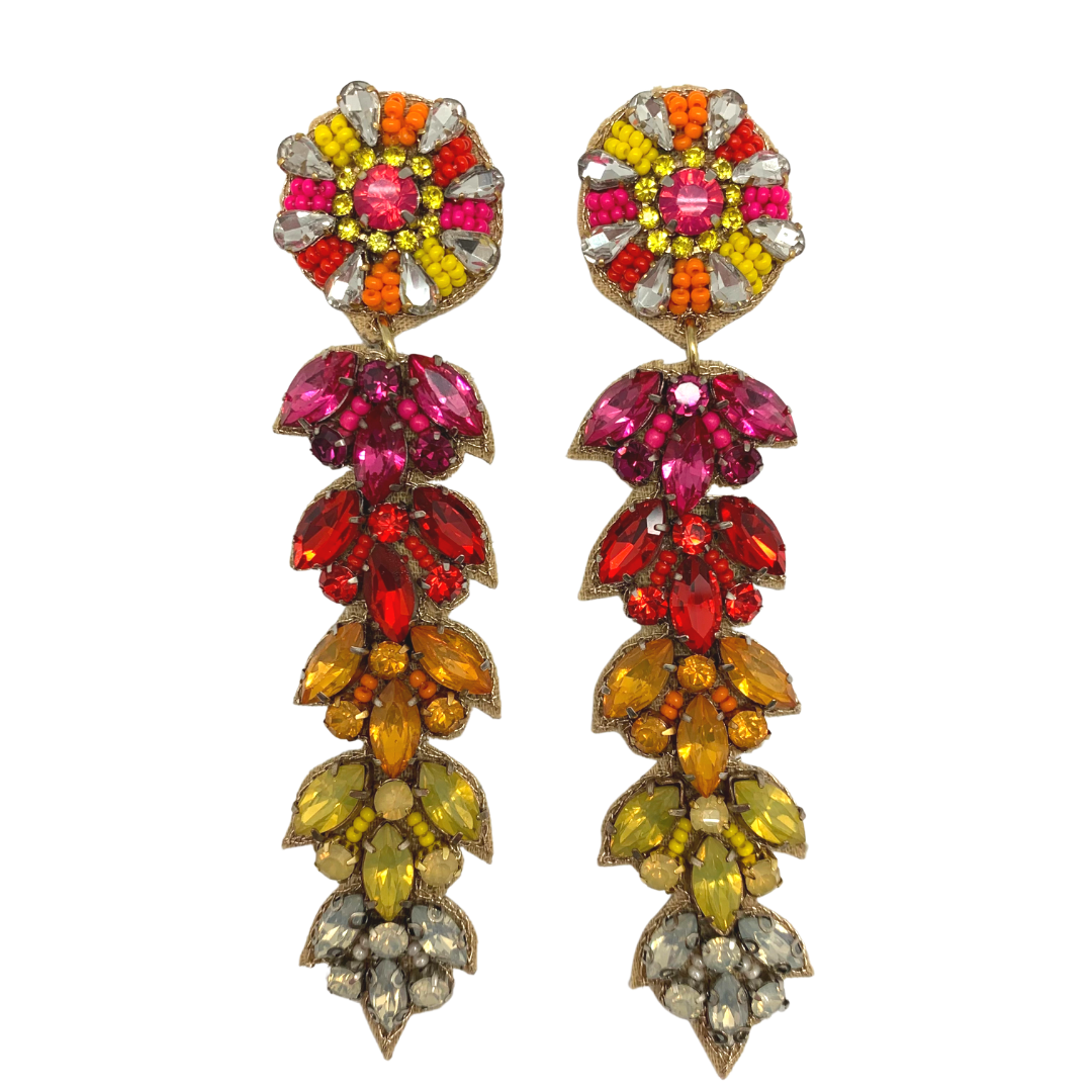 Allie Beads Pink/Orange Liza Drop Earrings
