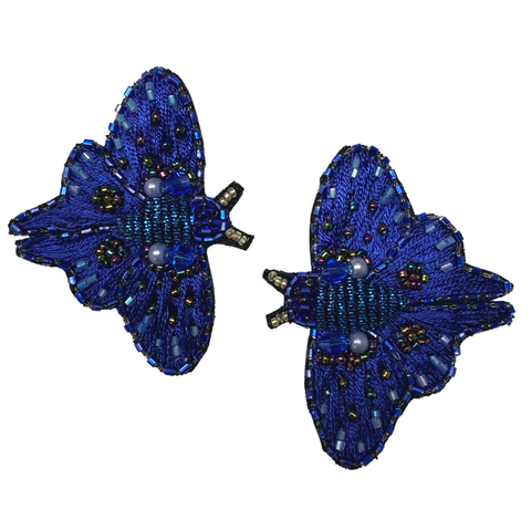 Blue Moth Stud Earrings