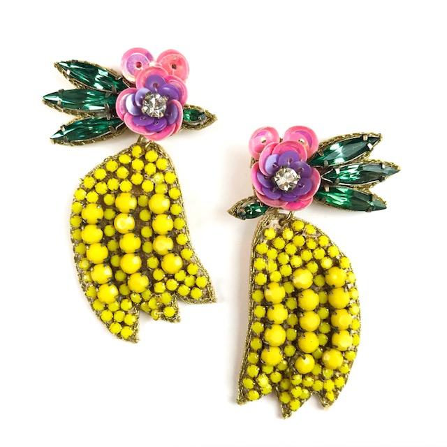 Banana Hand Beaded Earring