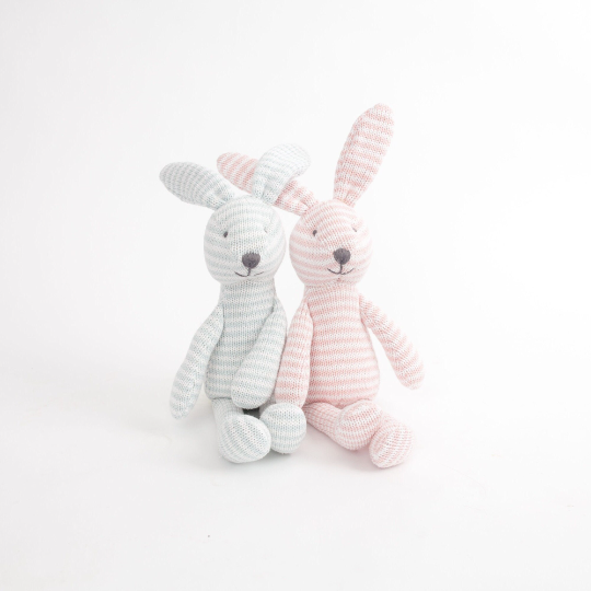Mon Ami Striped Bunny Knit Plush Toy