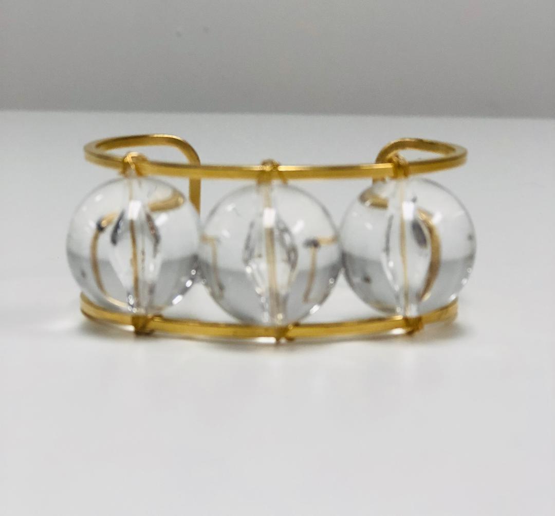 Gold Cuff w/ Acrylic Spheres